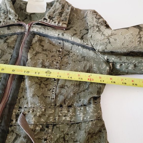 ANTHRO HEI HEI Army Green Floral Cotton Fall Boho Jacket - Picture 8 of 10